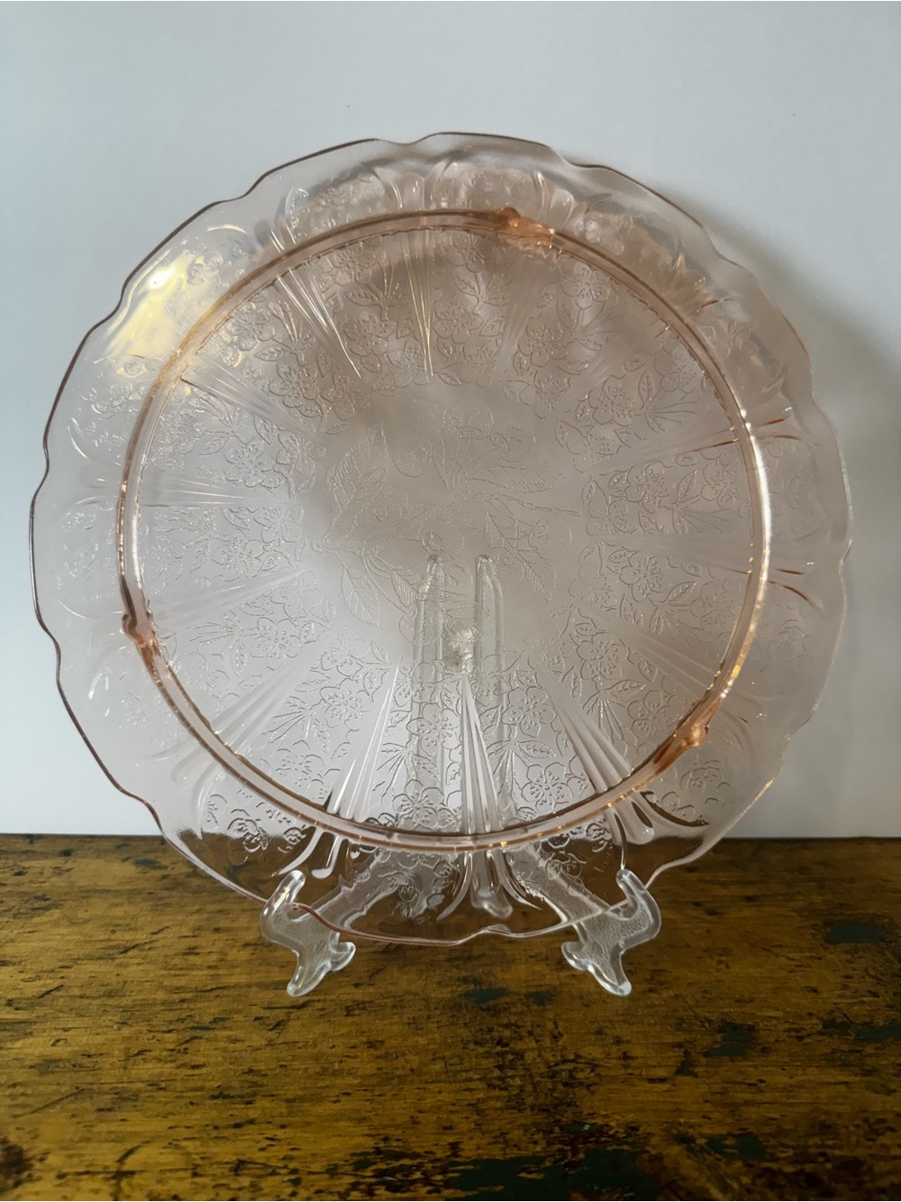 Vintage Pink Depression Glass Serving Plate - Elegant Floral Design